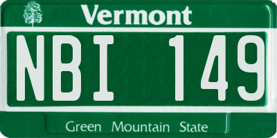 VT license plate NBI149