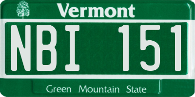 VT license plate NBI151