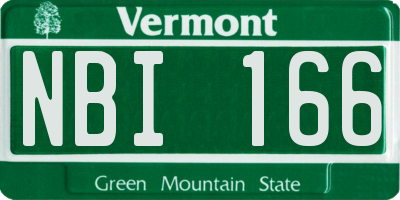 VT license plate NBI166
