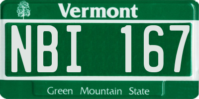 VT license plate NBI167