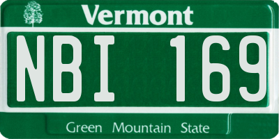 VT license plate NBI169