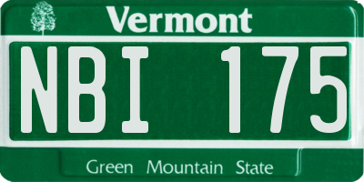 VT license plate NBI175
