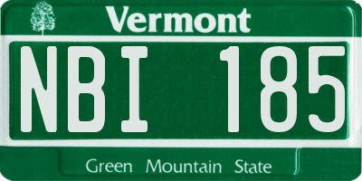 VT license plate NBI185