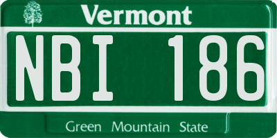 VT license plate NBI186