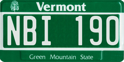 VT license plate NBI190