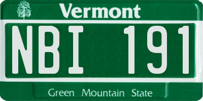 VT license plate NBI191
