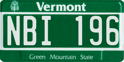 VT license plate NBI196