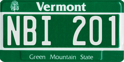 VT license plate NBI201