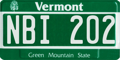 VT license plate NBI202