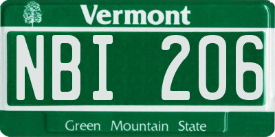 VT license plate NBI206