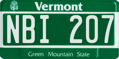 VT license plate NBI207