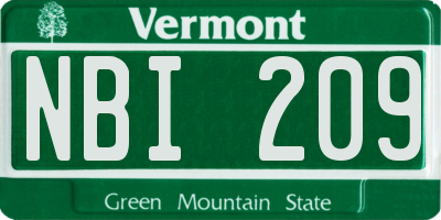 VT license plate NBI209