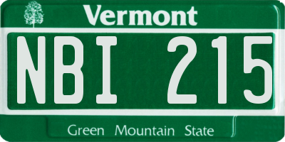 VT license plate NBI215
