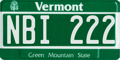 VT license plate NBI222