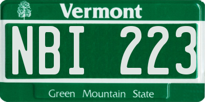 VT license plate NBI223