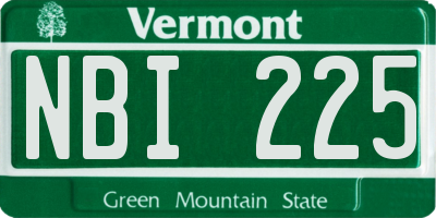 VT license plate NBI225