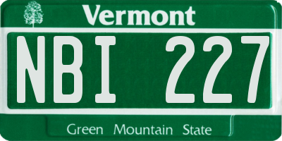 VT license plate NBI227