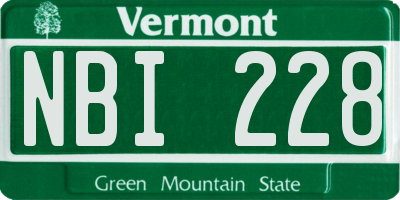 VT license plate NBI228