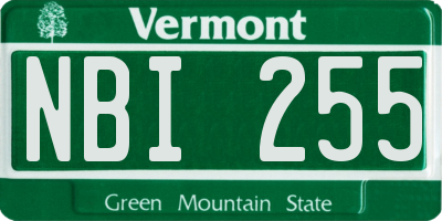 VT license plate NBI255