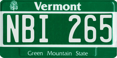 VT license plate NBI265