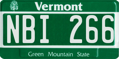VT license plate NBI266