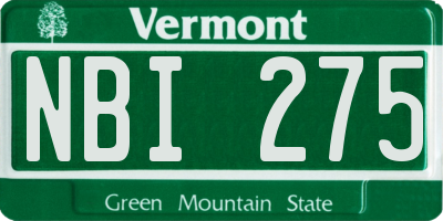 VT license plate NBI275