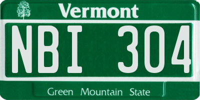 VT license plate NBI304