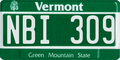 VT license plate NBI309
