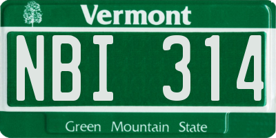 VT license plate NBI314