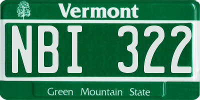 VT license plate NBI322