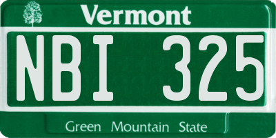 VT license plate NBI325