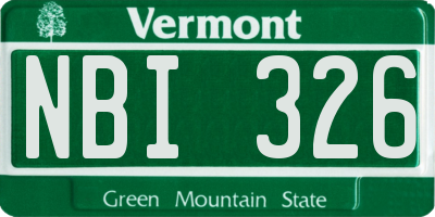 VT license plate NBI326