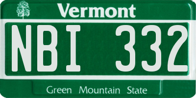 VT license plate NBI332