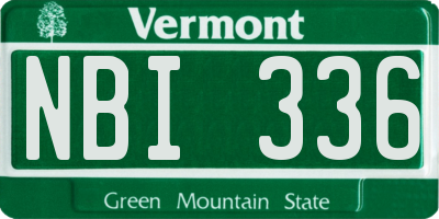 VT license plate NBI336