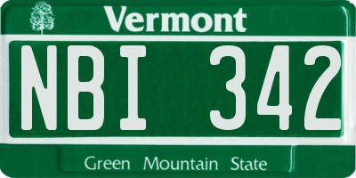 VT license plate NBI342