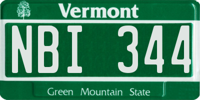 VT license plate NBI344