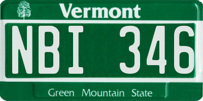 VT license plate NBI346
