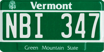 VT license plate NBI347