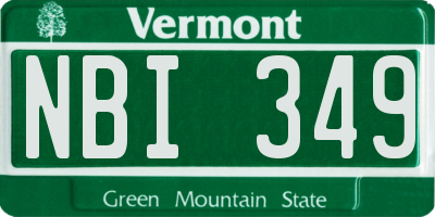 VT license plate NBI349