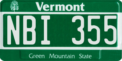 VT license plate NBI355