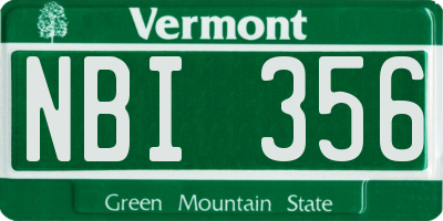 VT license plate NBI356