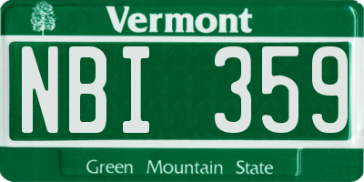 VT license plate NBI359
