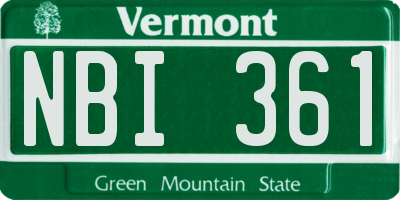 VT license plate NBI361