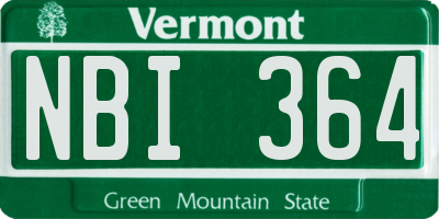 VT license plate NBI364