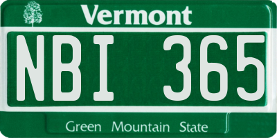 VT license plate NBI365