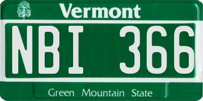 VT license plate NBI366