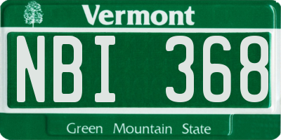 VT license plate NBI368