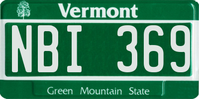 VT license plate NBI369