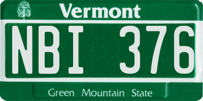 VT license plate NBI376