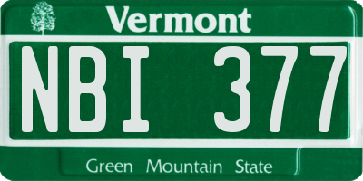 VT license plate NBI377